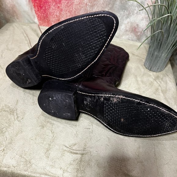 📌Cowboy Boots Dark Brown Oil Resistant Hypalon Non-Marking looks like new - Picture 6 of 16